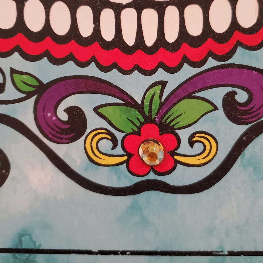 Sugar Skull Artwork w/Jewels Wooden Wall Art